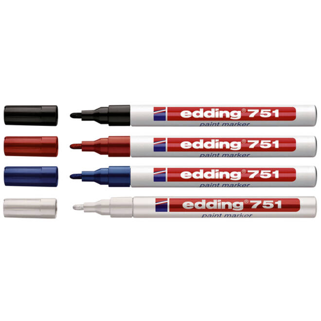 Viltstift edding 751 lakmarker rond 1-2mm wit