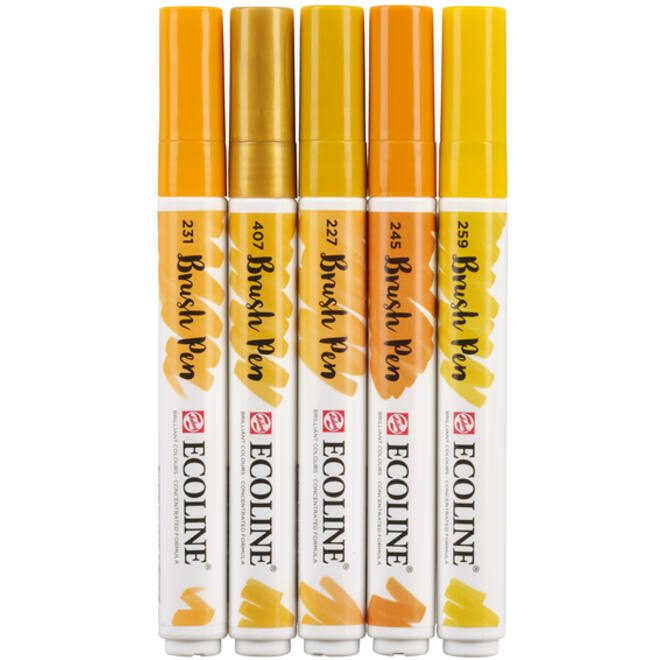 Brushpen Talens Ecoline set-aarde blister à 5 stuks ass