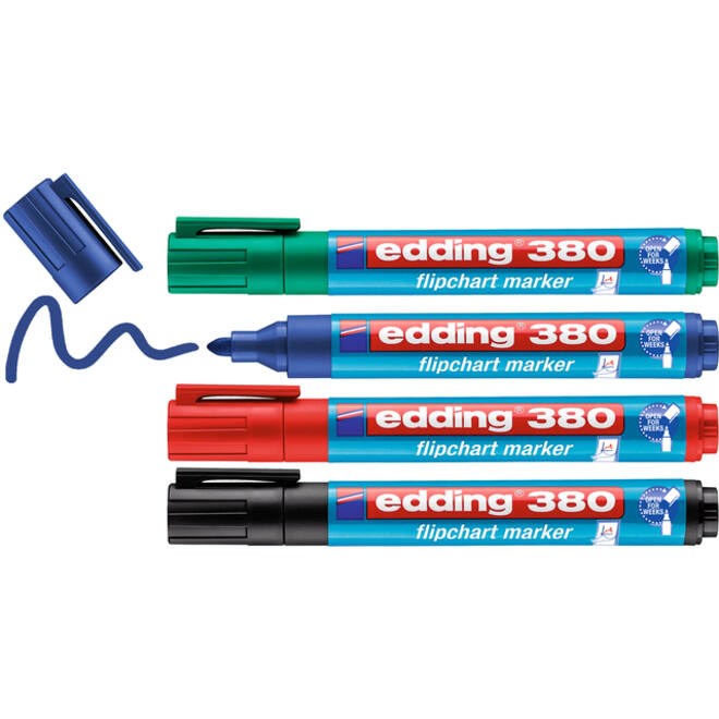 Viltstift edding 380 flipover rond 1.5-3mm assorti set à 4 stuks