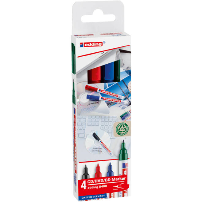 Cd marker edding 8400 rond 0.5-1.0mm assorti etui à 4 stuks