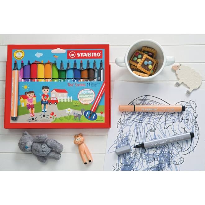 Viltstift STABILO Trio Scribbi 368/8 assorti etui à 8 stuks