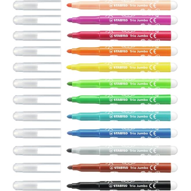 Viltstift STABILO Trio Jumbo 380/12 extra large assorti etui à 12 stuks
