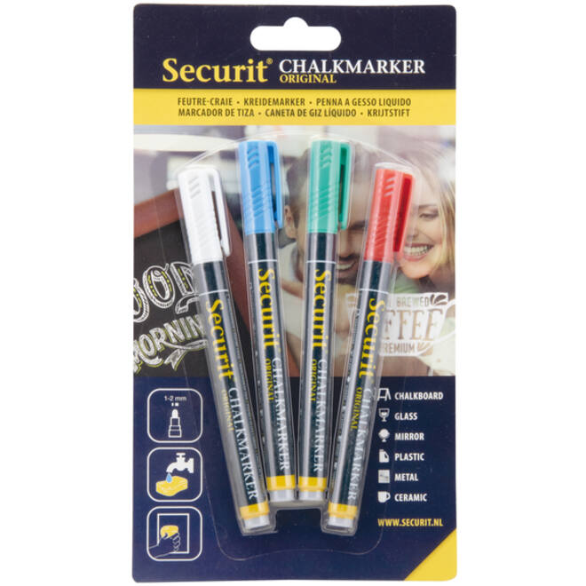 Krijtstift Securit SMA-100 rond ass 1-2mm blister à 4st