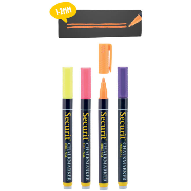 Krijtstift Securit SMA-100 rond ass 1-2mm blister à 4st