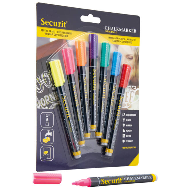 Krijtstift Securit SMA-100 rond ass 1-2mm blister à 7st