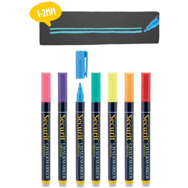 Krijtstift Securit SMA-100 rond ass 1-2mm blister à 7st