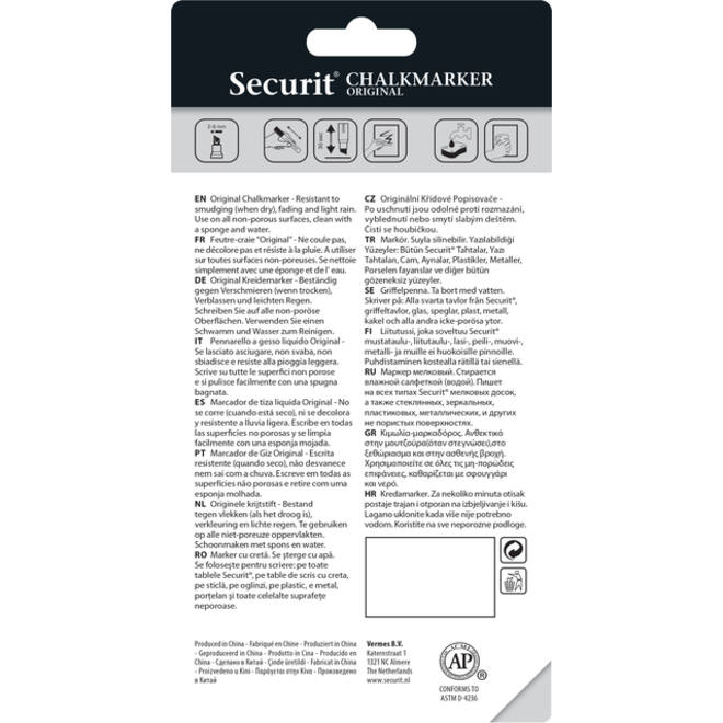 Krijtstift Securit SMA-510 schuin wit 2-6mm blister à 2st