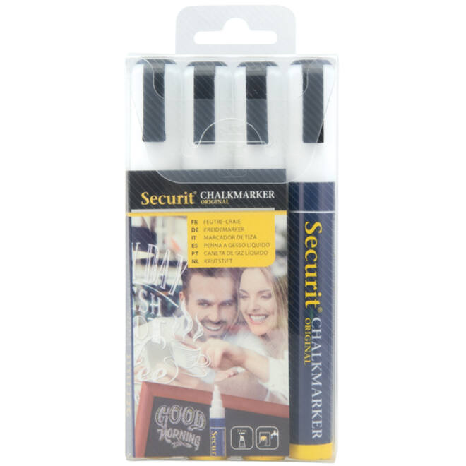 Krijtstift Securit SMA-510 schuin wit 2-6mm blister à 4st