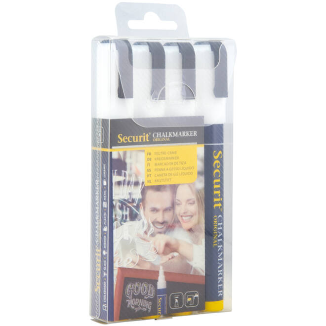 Krijtstift Securit SMA-510 schuin wit 2-6mm blister à 4st