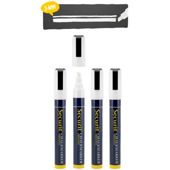 Krijtstift Securit SMA-510 schuin wit 2-6mm blister à 4st