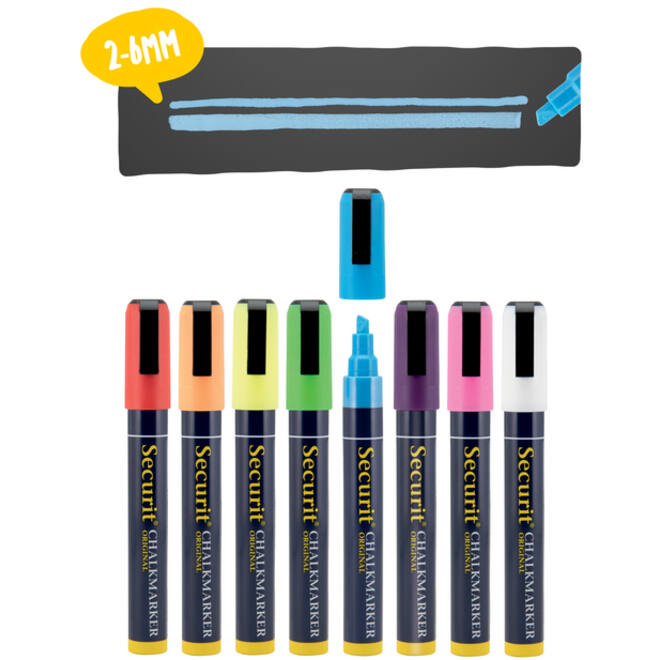 Krijtstift Securit SMA-510 schuin ass 2-6mm blister à 8st