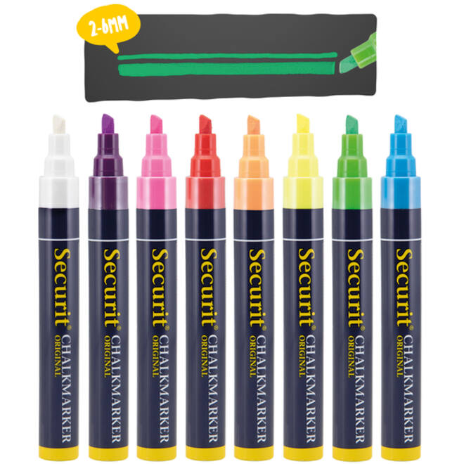Krijtstift Securit SMA-510 schuin ass 2-6mm blister à 8st