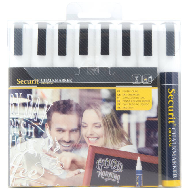 Krijtstift Securit SMA-510 schuin wit 2-6mm blister à 8st