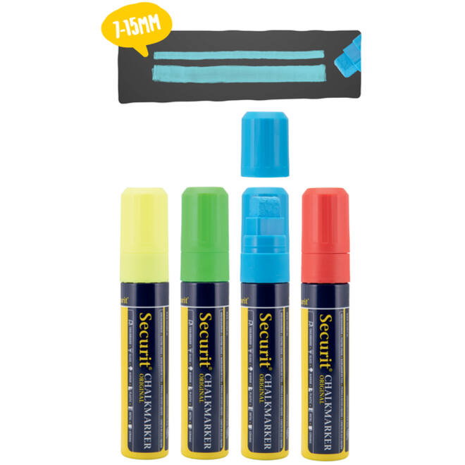 Krijtstift Securit SMA-720 blok ass 7-15mm blister à 4st