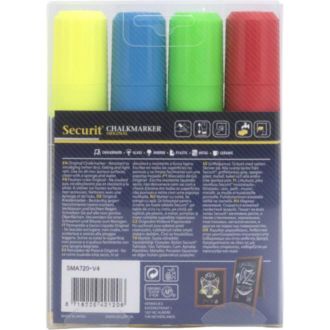 Krijtstift Securit SMA-720 blok ass 7-15mm blister à 4st
