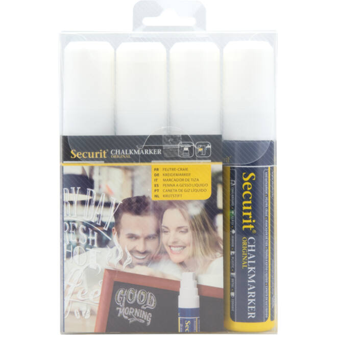Krijtstift Securit SMA-720 blok wit 7-15mm blister à 4st
