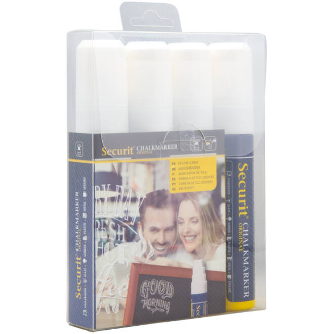 Krijtstift Securit SMA-720 blok wit 7-15mm blister à 4st