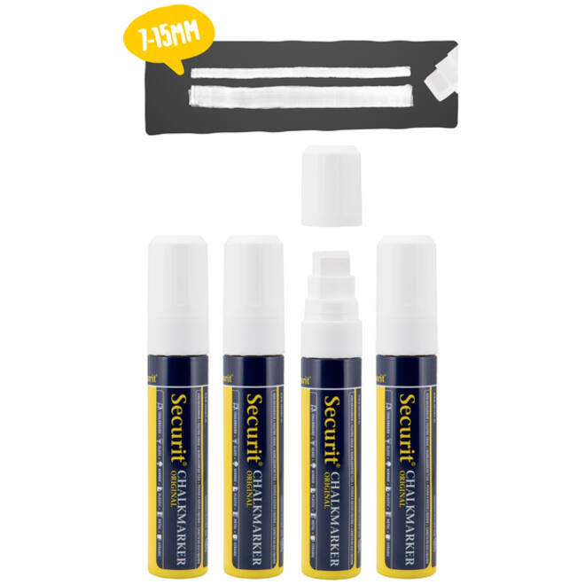 Krijtstift Securit SMA-720 blok wit 7-15mm blister à 4st