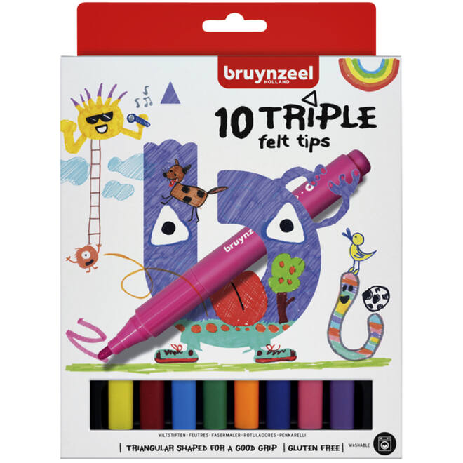 Viltstift Bruynzeel Kids Triple blister à 10 stuks assorti