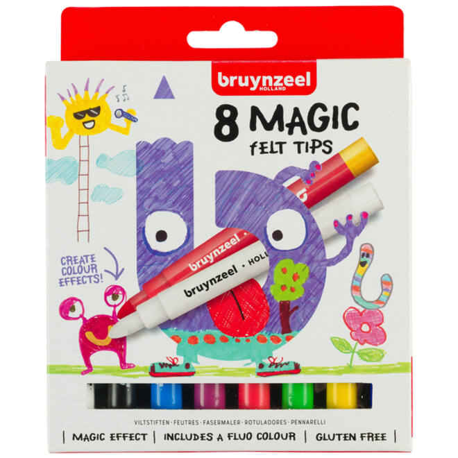 Viltstift Bruynzeel Kids Magic Points blister à 8 stuks assorti