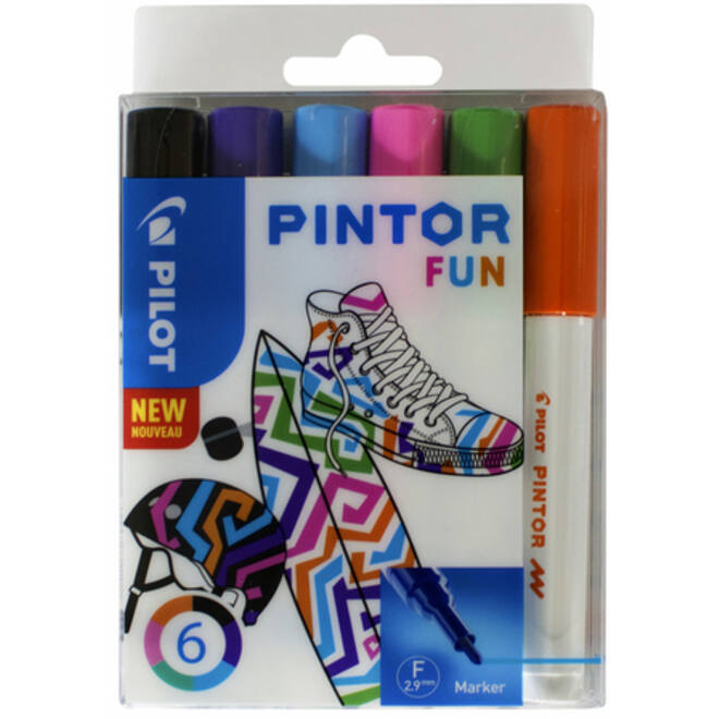 Verfstift Pilot Pintor fun fijn assorti etui à 6 stuks