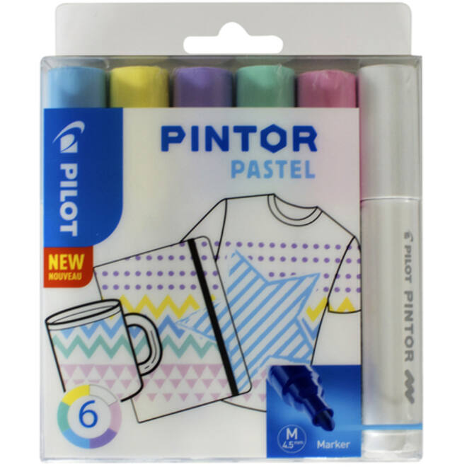 Verfstift Pilot Pintor pastel medium assorti etui à 6 stuks