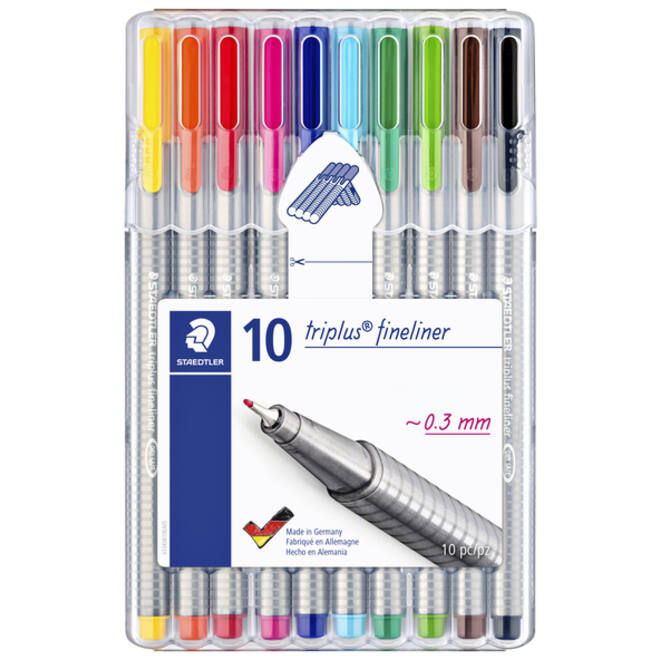 Fineliner Staedtler Triplus 334 assorti 0.3mm 10 stuks