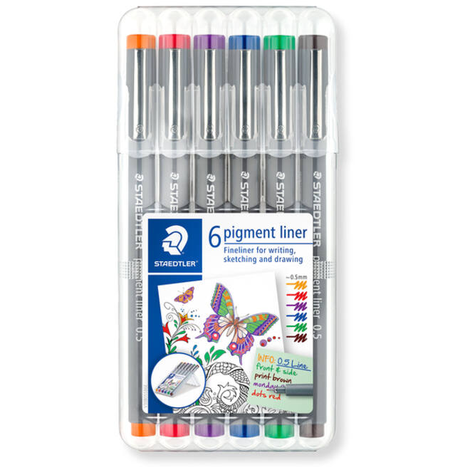 Fineliner Staedtler Pigment 308 assorti 0.5mm set à 6st assorti
