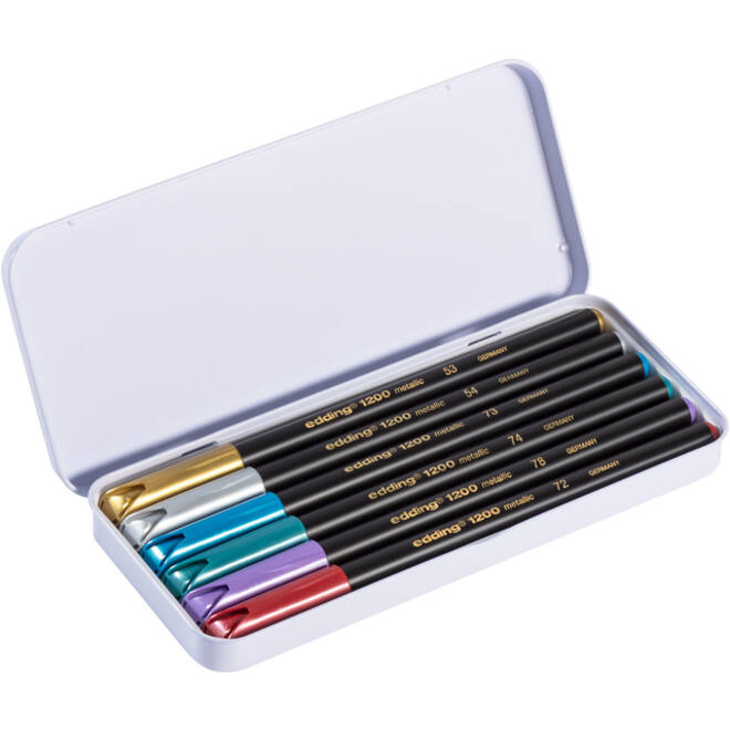 Fineliner edding 1200 053 054 072 073 074 078 fijn metallic assorti blik à 6 stuks