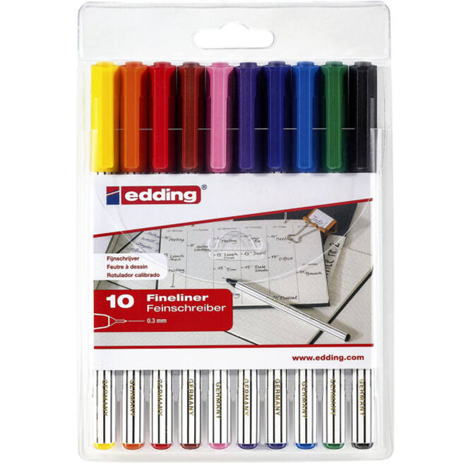 Fineliner Edding 89/10 fijn assorti blister à 10 stuks