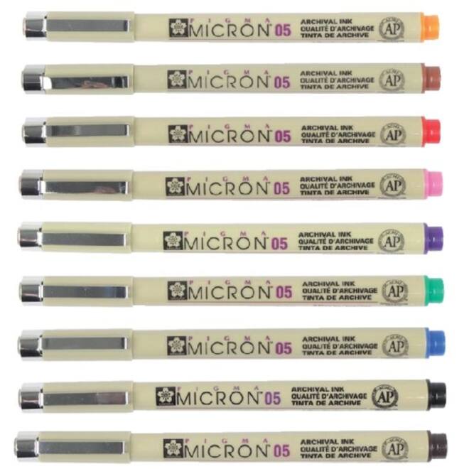 Fineliner Sakura Pigma Micron assorti etui à 9 stuks