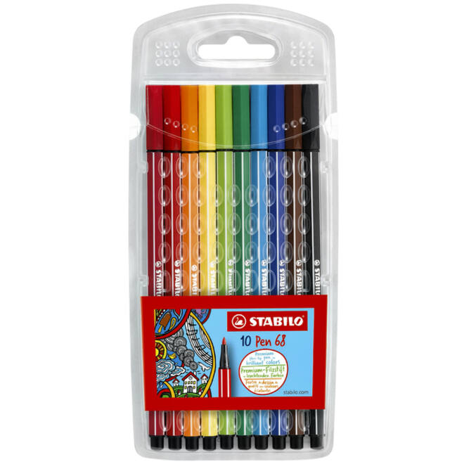 Viltstift STABILO Pen 68/10 medium assorti etui à 10 stuks