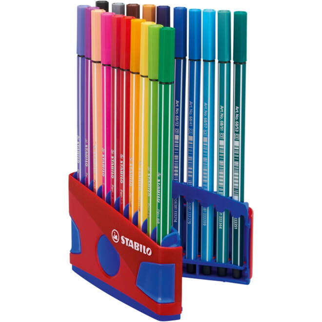 Viltstift STABILO Pen 68/20 ColorParade in rood/blauw etui M ass 20st