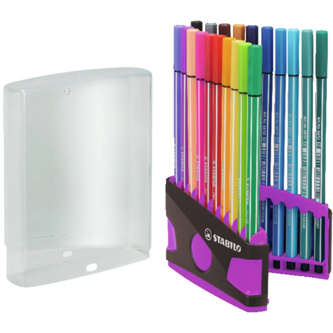 Viltstift STABILO Pen 68/20 ColorParade in antr/roze etui M ass 20st