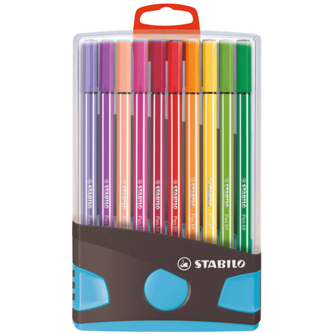 Viltstift STABILO Pen 68/20 ColorParade in antr/turq etui M ass 20st
