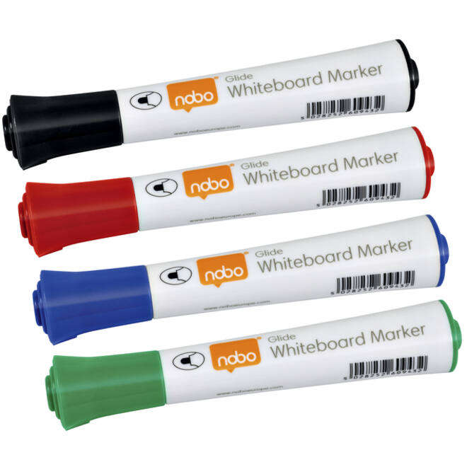 Viltstift Nobo whiteboard Glide rond assorti 3mm 4st