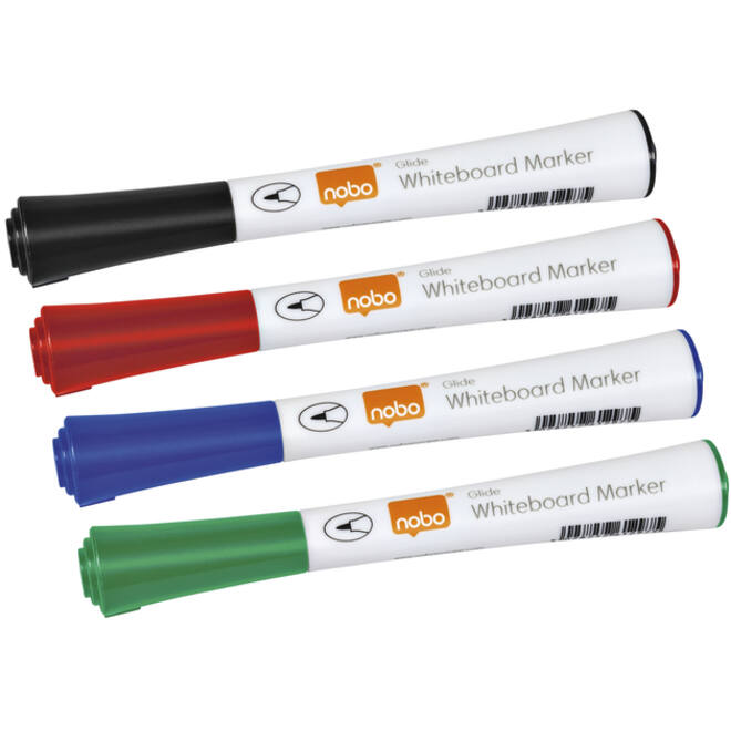 Viltstift Nobo whiteboard Glide rond assorti 1mm 4st