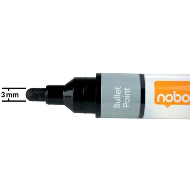 Viltstift Nobo whiteboard Liquid ink rond assorti 3mm 4st