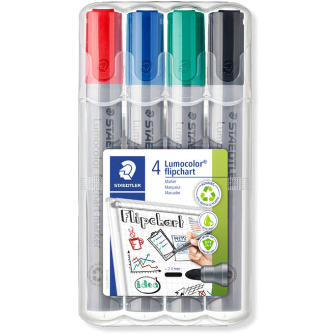Viltstift Staedtler 356 voor flipover rond 2mm 4 stuks assor