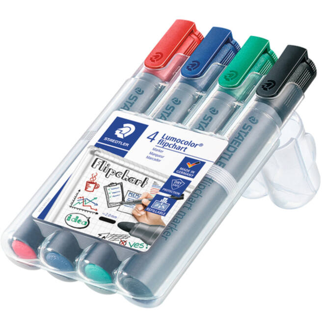 Viltstift Staedtler 356 voor flipover rond 2mm 4 stuks assor