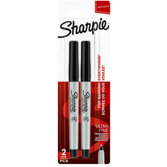 Viltstift Sharpie rond ultra fine zwart blister à 2 stuks