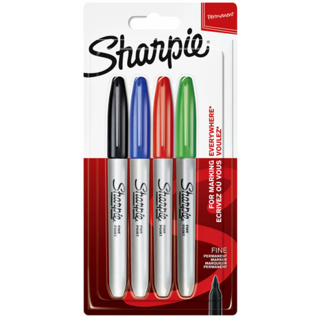 Viltstift Sharpie rond fine assorti blister à 4 stuks