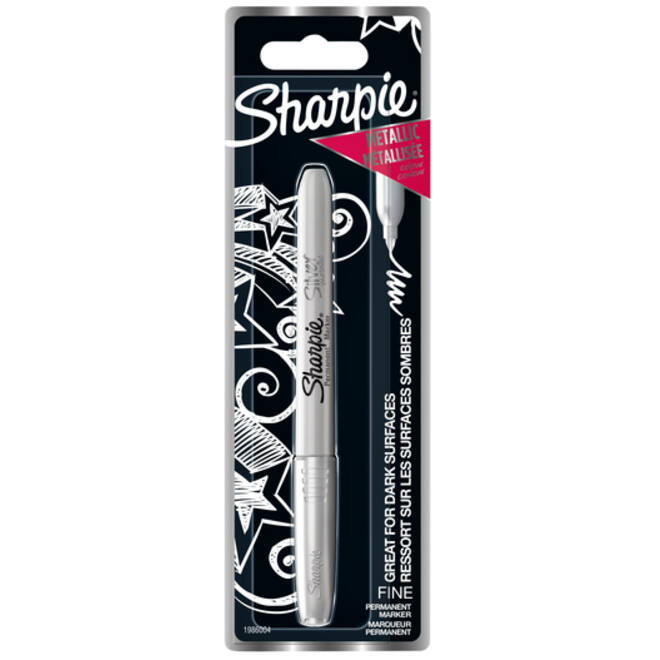 Viltstift Sharpie rond fijn metallic zilver blister à 1 stuk
