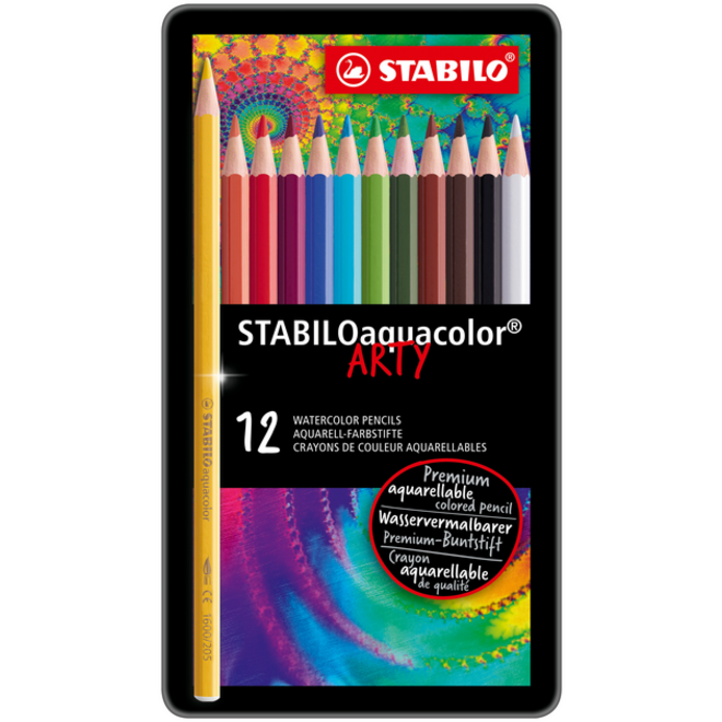 Kleurpotloden STABILO 1612 aquacolor assorti blik à 12 stuks