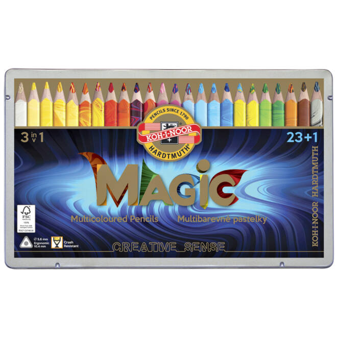 Kleurpotloden Koh-i-Noor Jumbo Magic doos 24 kleuren