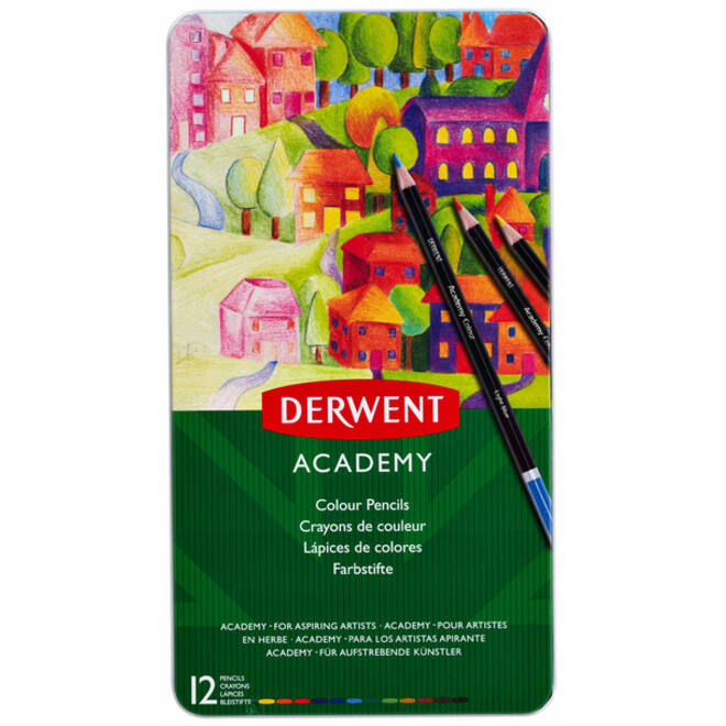 Kleurpotloden Derwent Academy blik à 12 stuks assorti