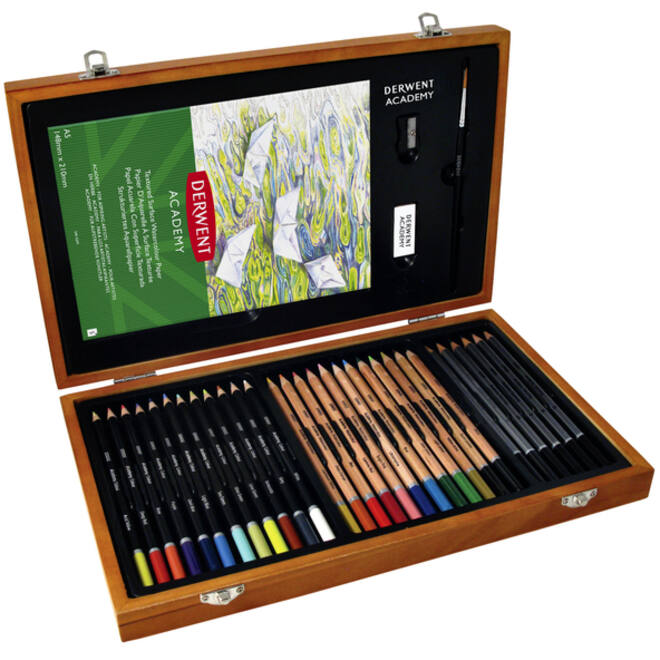 Tekenset Derwent Academy in houten geschenkverpakking