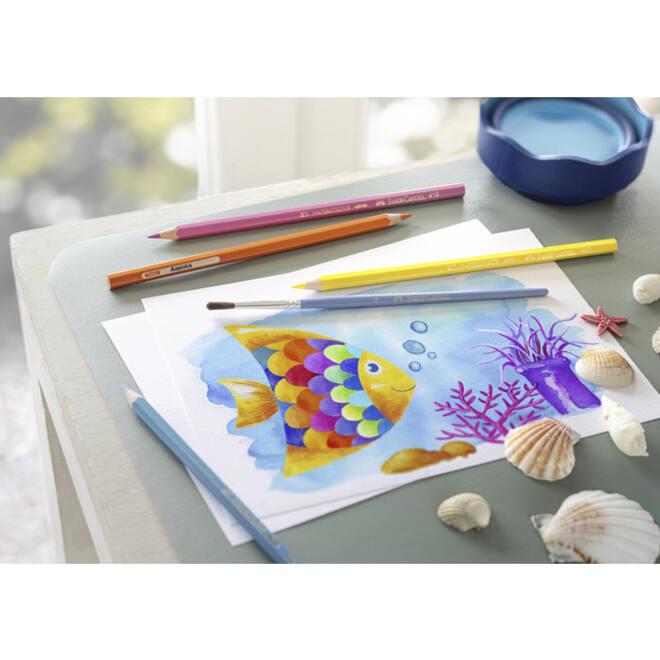 Kleurpotloden Faber-Castell aquarel incl penseel assorti set à 24 stuks