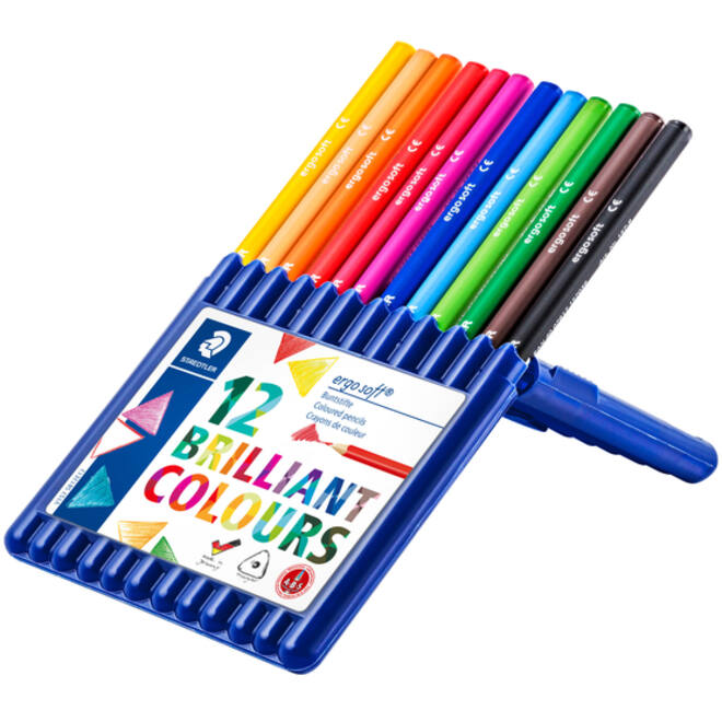Kleurpotloden Staedtler Ergosoft driekantig 12stuks assorti