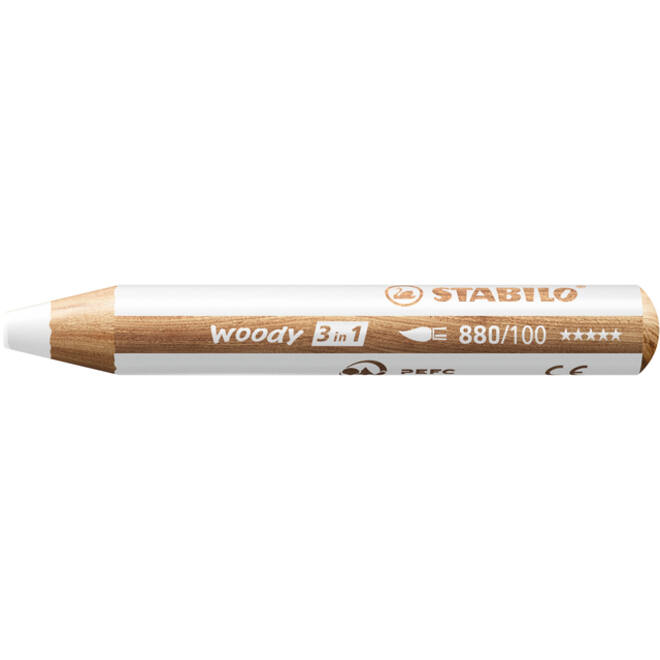 Kleurpotloden STABILO 880 woody 3 in 1 multitalent wit